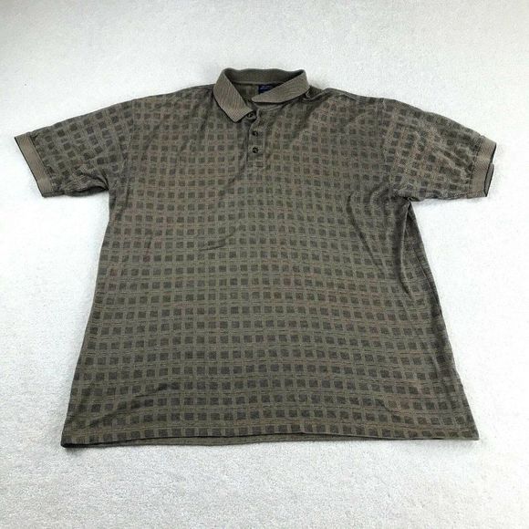 Pebble Beach Other - Pebble Beach Polo Shirt Mens XL Brown Checkered Short Sleeve Pullover 3 Button